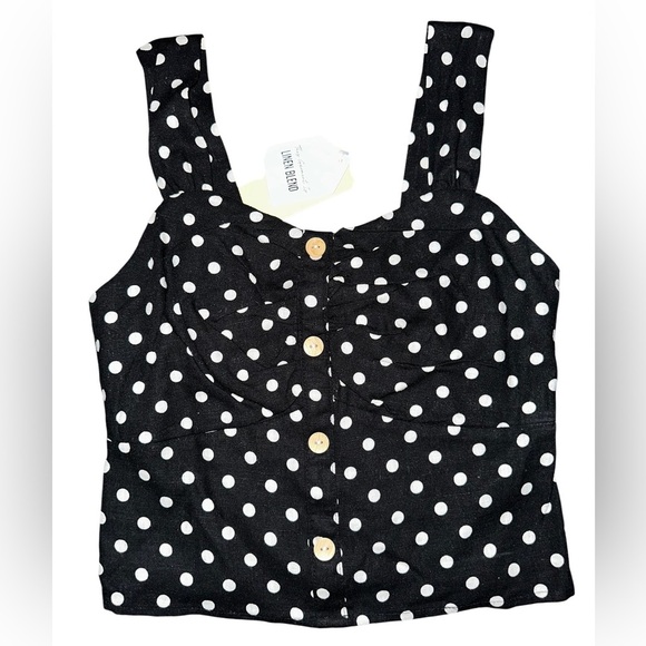 Monteau Black and White Polka Dot Tank Top - Picture 1 of 5